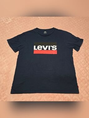 Levi's Sportswear Logo Navy Blue Graphic T-Shirt Mens Size Large Cotton Tee